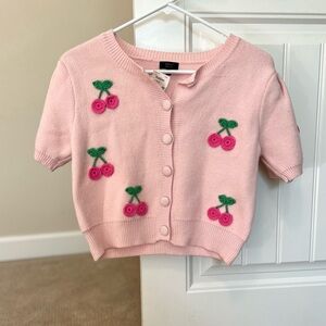BRAND NEW Pink Cherry Embroidered Kids Cardigan Sz small/medium